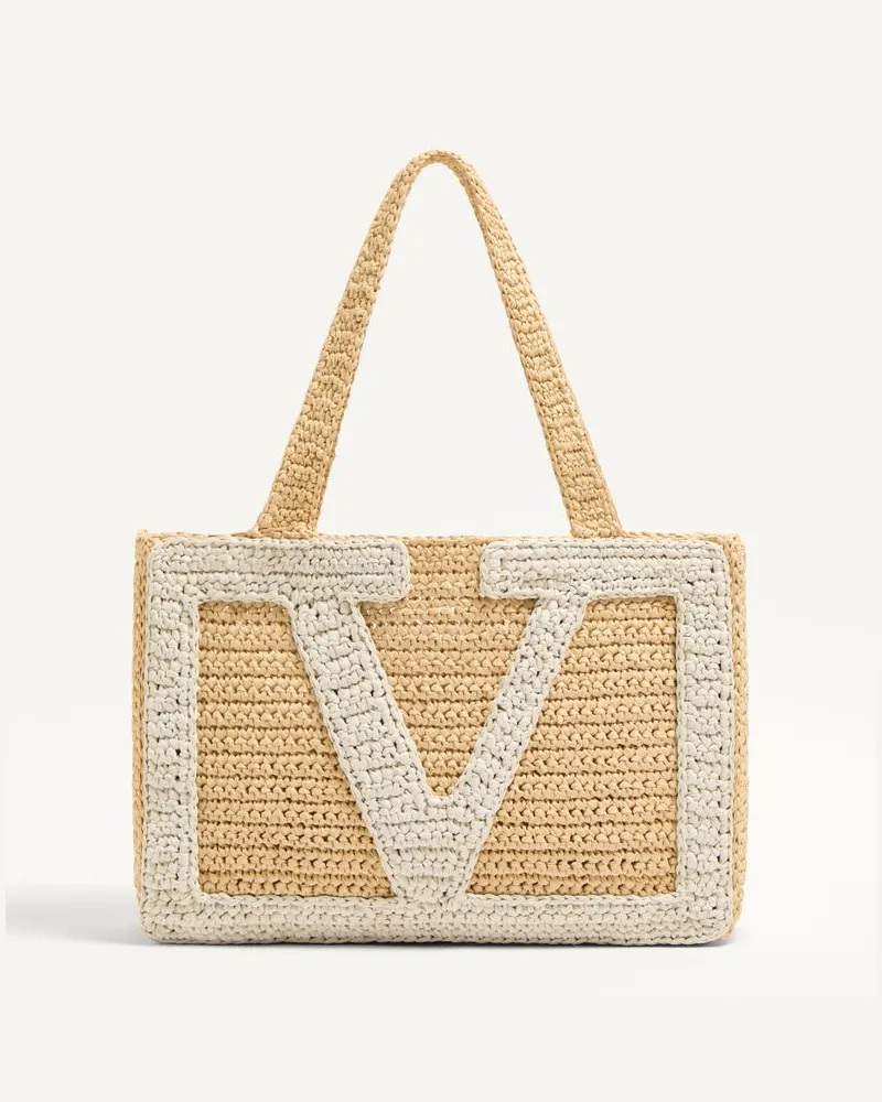 Valentino Garavani Borsa Shopping Media Valentino Garavani Viva Superstar In Rafia Donna NATURALE/BURRO Naturale