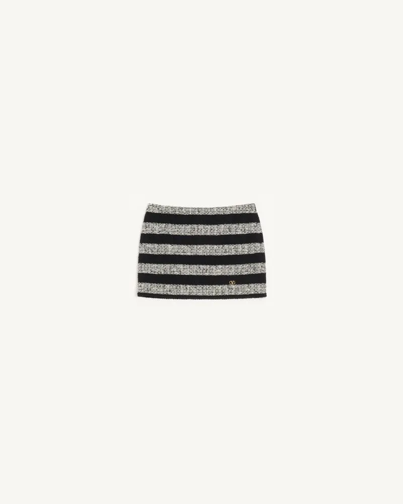 Valentino Garavani Mini Mini In Tweed Maxi Riga Donna AVORIO/NERO Avorio
