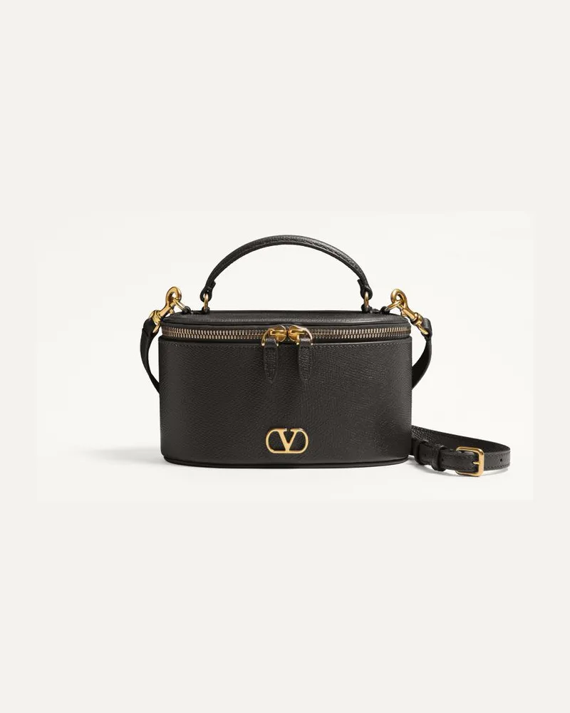 Valentino Garavani Mini Vanity Bag Vlogo Signature In Vitello Granato Donna NERO Nero