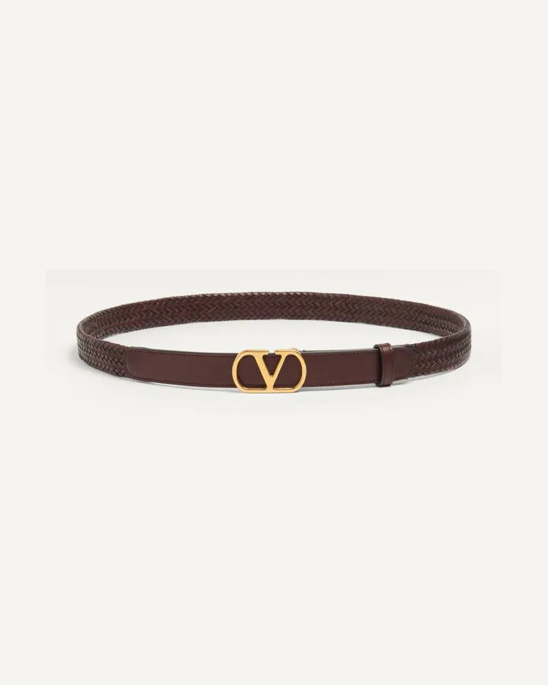 Valentino Garavani Cintura VLogo Signature In Vitello Intrecciato 25 Mm Uomo MARRONE Marrone