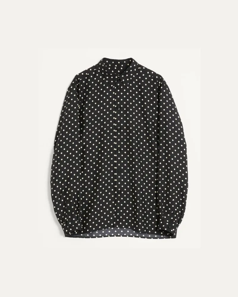 Valentino Garavani Camicia In Twill Di Seta Con Stampa Plusdepois Uomo NERO/BURRO Nero