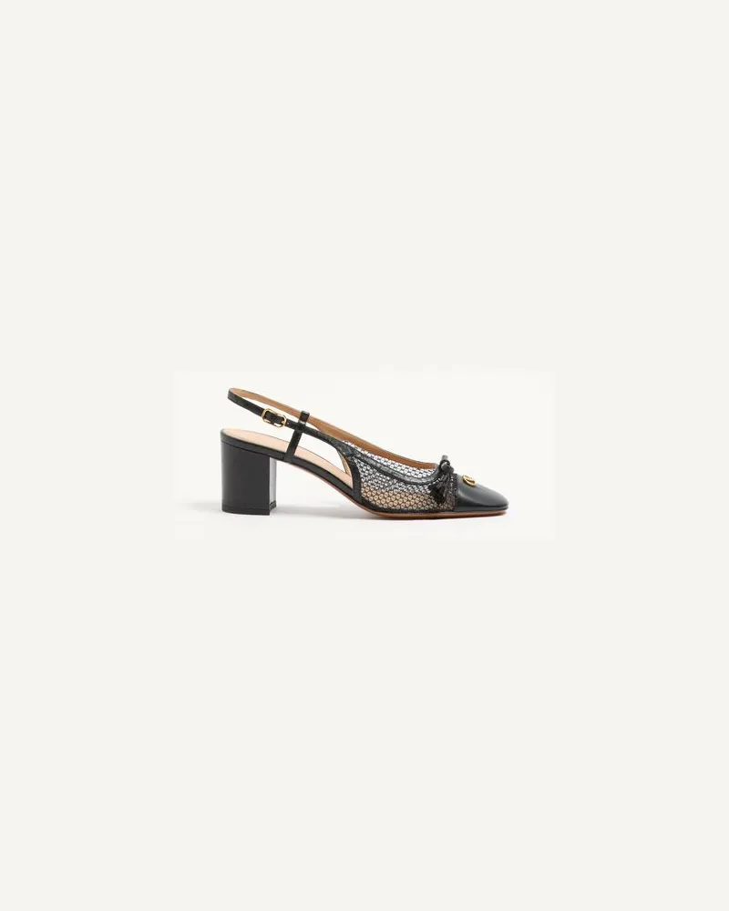 Valentino Garavani Décolleté Slingback Valet Du Roi In Rete E Capretto 60Mm Donna NERO 41 