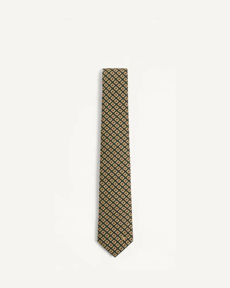 Valentino Garavani Cravatta Valentie In Cotone Jacquard Con Motivo Chamber E Dettaglio VLogo Signature Uomo MULTICOLOR Multicolor