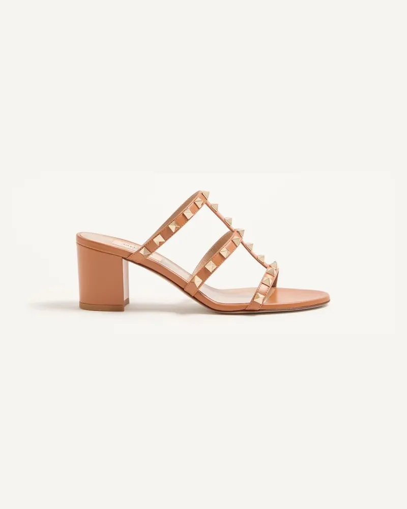 Valentino Garavani Sandalo Slider Rockstud In Vitello 60Mm Donna MANDORLA Mandorla