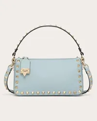 Valentino Garavani BORSA PICCOLA A TRACOLLA ROCKSTUD IN VITELLO GRANATO Donna BLU PORCELLANA Blu