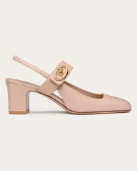 Valentino Garavani DÉCOLLETÉ SLINGBACK MARY-JANE VLOGO LOCKER IN VITELLO 60MM Donna BEIGE ROSE Beige