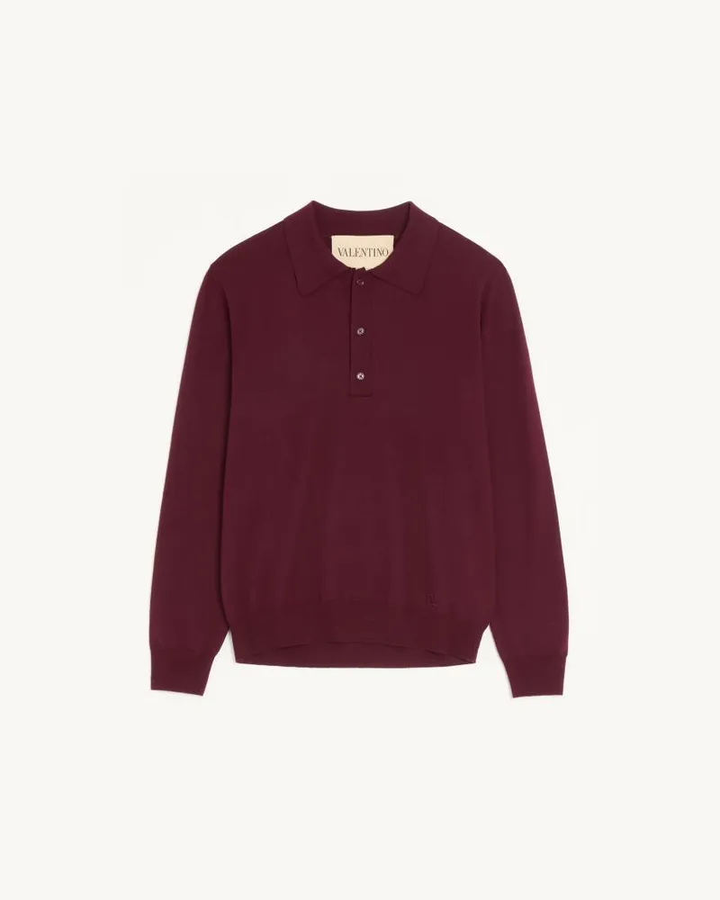 Valentino Garavani Polo Valentino in lana con ricamo VLogo Uomo BORDEAUX Bordeaux