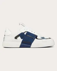 Valentino Garavani SNEAKER LOW-TOP VL7N IN VITELLO E DENIM Uomo DENIM/BIANCO Denim