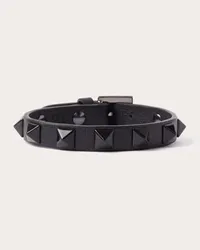 Valentino Garavani BRACCIALE ROCKSTUD GARAVANI IN PELLE E METALLO Uomo NERO Nero