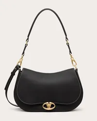 Valentino Garavani BORSA A SPALLA MEDIA GARAVANI OHVAL IN VITELLO NAPPATO Donna NERO Nero