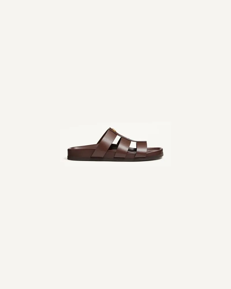 Valentino Garavani Sandalo Slide Studshield In Vitello Uomo BARK BROWN 42.5 