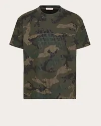 Valentino Garavani T-SHIRT IN COTONE CON STAMPA TOILE ICONOGRAPHE CAMOUFLAGE Uomo TOILE CAMOU ARMY Toile