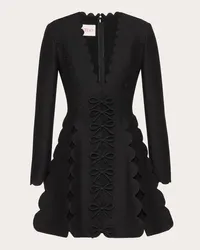 Valentino Garavani ABITO CORTO IN CREPE COUTURE RICAMATO Donna NERO Nero