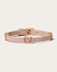 Valentino Garavani BRACCIALE VLOGO SIGNATURE GARAVANI IN PELLE E CRISTALLI Donna ROSE CANNELLE Rose