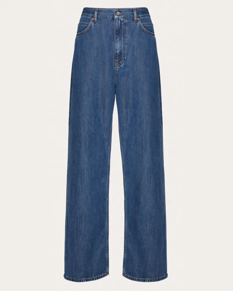 Valentino Garavani Pantaloni In Denim Blu Medio Donna DENIM Denim