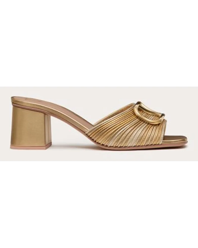Valentino Garavani Sandalo Slide Vlogo Signature Metallizzato Con Ricamo Cornely 60Mm Donna ORO Oro