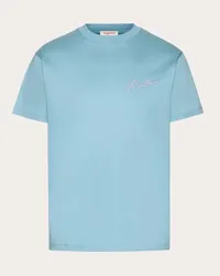 Valentino Garavani T-SHIRT IN COTONE CON RICAMO E STAMPA VLOGO SIGNATURE Uomo STONE Stone