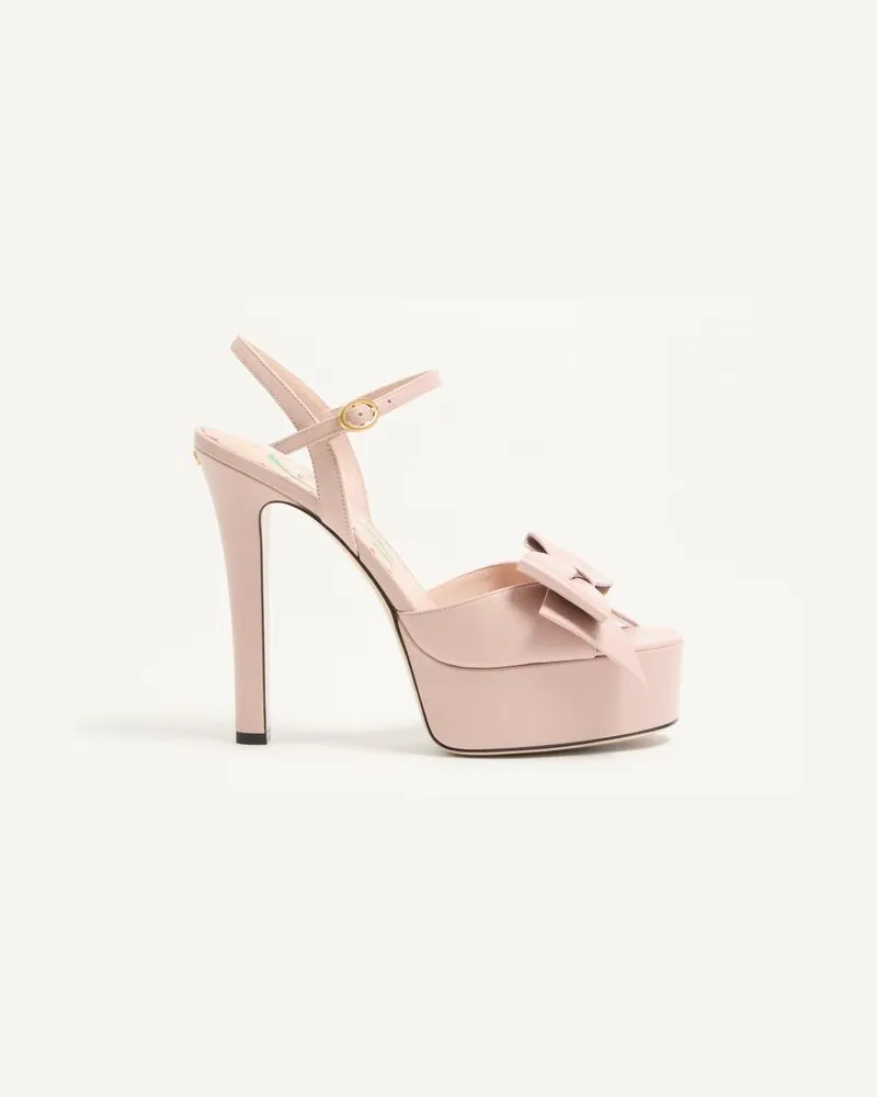 Valentino Garavani Sandalo Con Plateau Bowow In Capretto Con Dettaglio Fiocco 130mm Donna ROSA Rosa