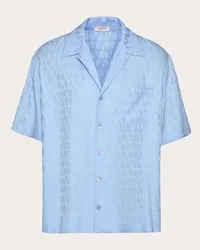 Valentino Garavani CAMICIA DA BOWLING IN SETA CON MOTIVO TOILE ICONOGRAPHE Uomo CELESTE Celeste