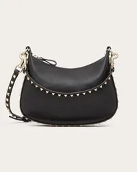 Valentino Garavani HOBO PICCOLA GARAVANI ROCKSTUD IN VITELLO GRANATO Donna NERO Nero