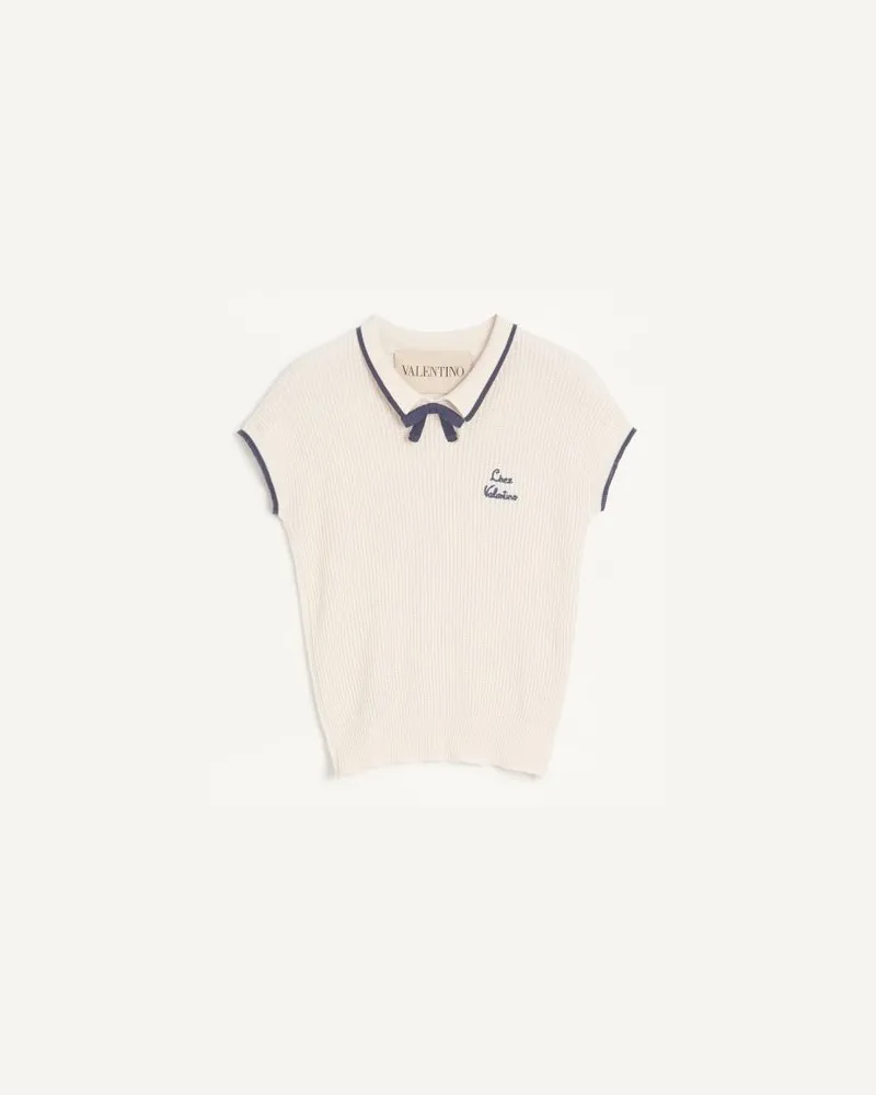 Valentino Garavani Top In Cotone Donna BETULLA/PROVENCE BLUE/BETULLA Betulla