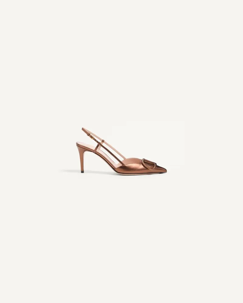 Valentino Garavani Décolleté Slingback Vlogo Signature In Nappa Laminata 80Mm Donna BRONZE 34 