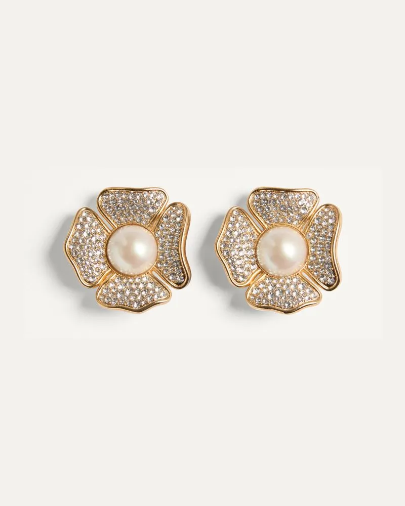 Valentino Garavani Orecchini San Fin In Metallo, Perle E Cristalli Swarovski Donna ORO Oro