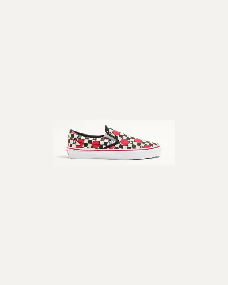 Valentino Garavani Sneaker Slip-On Valentino Garavani And Vans In Tessuto Con Stampa Vlogo Checkerboard E Dettaglio Pois Uomo BURRO/NERO/ROUGE PUR 40.5 