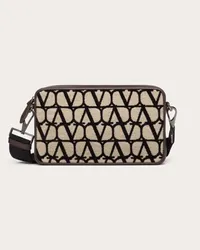 Valentino Garavani BORSA A TRACOLLA TOILE ICONOGRAPHE CON DETTAGLI IN PELLE Uomo BEIGE/NERO Beige