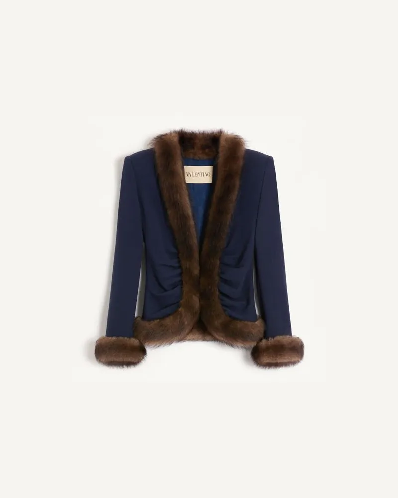 Valentino Garavani Giacca In Wool Crepe Donna INDACO Indaco