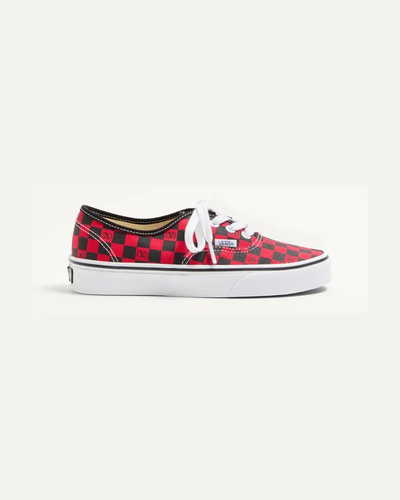Valentino Garavani Sneaker Low-Top Valentino Garavani And Vans In Tessuto Con Stampa VLogo Checkerboard Donna ROUGE PUR/NERO Rouge