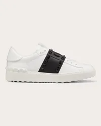 Valentino Garavani SNEAKER ROCKSTUD UNTITLED IN VITELLO CON BORCHIE IN TONO Donna BIANCO/ NERO Bianco