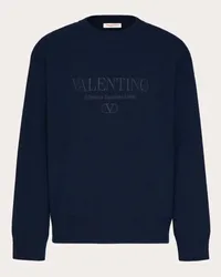 Valentino Garavani MAGLIONE GIROCOLLO IN LANA CON RICAMO VALENTINO Uomo NAVY Navy