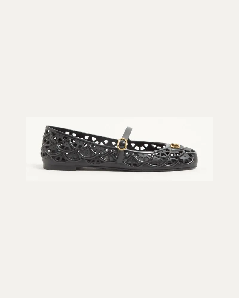 Valentino Garavani Ballerina Ondette In Gomma Con Motivo Scallops 05mm Donna NERO Nero