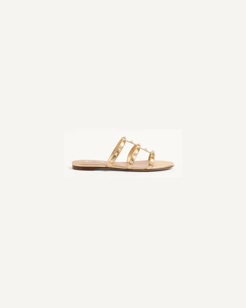 Valentino Garavani Sandalo Slide Rockstud In Nappa Laminata Donna ANTIQUE BRASS 37.5 