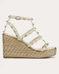 Valentino Garavani SANDALO ZEPPA ROCKSTUD IN VITELLO CON CINTURINI 95MM Donna LIGHT IVORY Light