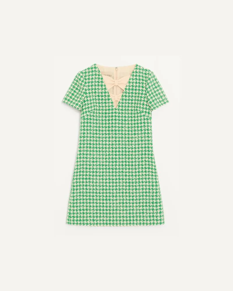 Valentino Garavani Abito Corto In Tweed Pied De Poule Donna VERDE/BETULLA Verde