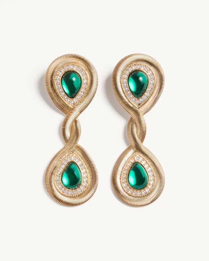 Valentino Garavani Orecchini Pas Plus In Metallo, Resina E Cristalli Swarovski Donna ORO/SMERALDO Oro