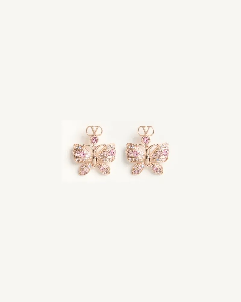 Valentino Garavani Orecchini Flutterby in Metallo e Cristalli Swarovski Donna ORO ROSA/BLU SFUMATO/ROSA Oro