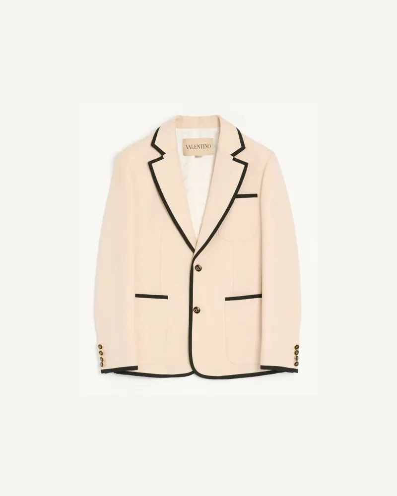 Valentino Garavani Giacca Monopetto Valentino In Gabardina Di Lana Uomo PANNA Panna