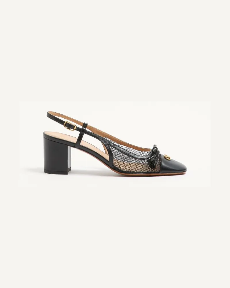 Valentino Garavani Décolleté Slingback Valet Du Roi In Rete E Capretto 60Mm Donna NERO Nero