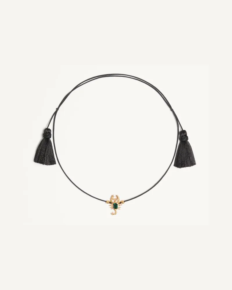 Valentino Garavani Accessorio Per Capelli E Collana Gardienne In Metallo, Cristallo E Corda Con Nappine Donna ANTIQUE BRASS/NERO Antique