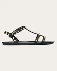 Valentino Garavani SANDALO BASSO ROCKSTUD IN GOMMA Donna NERO Nero