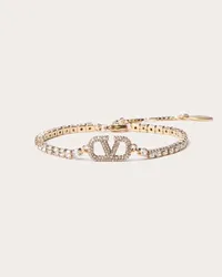 Valentino Garavani BRACCIALE VLOGO SIGNATURE IN METALLO E CRISTALLI SWAROVSKI® Donna ORO Oro