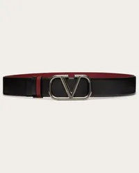 Valentino Garavani CINTURA REVERSIBILE VLOGO SIGNATURE IN VITELLO 40 MM Uomo NERO/RUBIN Nero