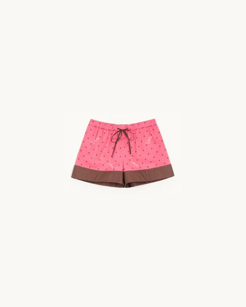 Valentino Garavani Shorts In Mussola Stelline Starry Donna CORALLO/CHOCOLATE Corallo