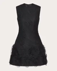 Valentino Garavani ABITO CORTO IN TULLE ILLUSIONE RICAMATO Donna NERO Nero