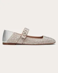 Valentino Garavani BALLERINA MARY-JANE VLOGO LOCKER CON CRISTALLI Donna CRYSTAL/SILVER Crystal