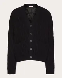 Valentino Garavani CARDIGAN IN LANA CON MOTIVO TOILE ICONOGRAPHE Uomo NERO Nero