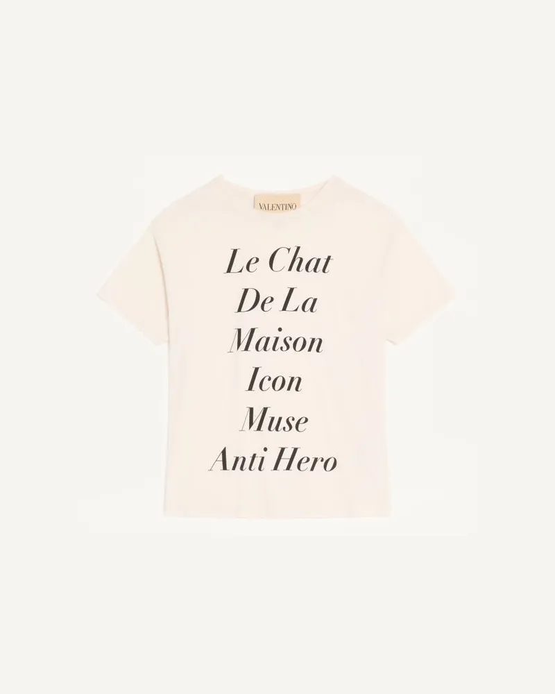 Valentino Garavani T-Shirt Valentino In Cotone Con Stampa Le Chat De La Maison Icon Muse Anti Hero Uomo AVORIO Avorio